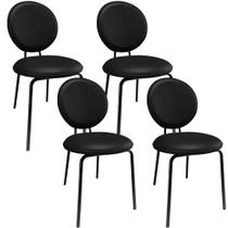Kit 04 Cadeiras Para Sala de Jantar Cozinha Évora L02 Tecido Sintético Preto -Lyam