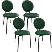 Kit 04 Cadeiras Para Sala de Jantar Cozinha Évora L02 Tecido Sintético Verde Musgo -Lyam