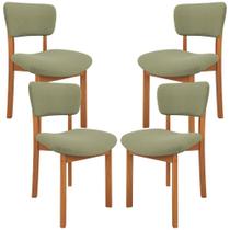 Kit 04 Cadeiras Para Sala de Jantar Cozinha Living Estofada Dara L02 Bouclê Oliva - Lyam Decor