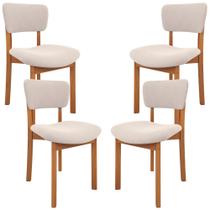 Kit 04 Cadeiras Para Sala de Jantar Cozinha Living Estofada Dara L02 Suede Bege - Lyam Decor