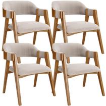 Kit 04 Cadeiras Para Sala de Jantar e Estar Living Estofada Suran L02 Bouclê Creme - Lyam