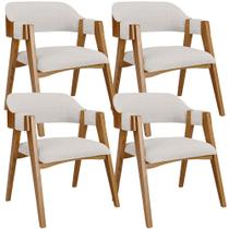 Kit 04 Cadeiras Para Sala de Jantar e Estar Living Estofada Suran L02 Bouclê Cru - Lyam