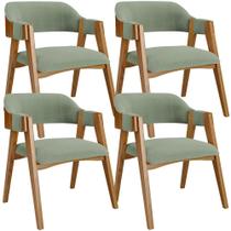 Kit 04 Cadeiras Para Sala de Jantar e Estar Living Estofada Suran L02 Bouclê Oliva - Lyam