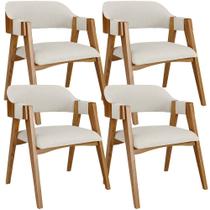 Kit 04 Cadeiras Para Sala de Jantar e Estar Living Estofada Suran L02 Linho Champagne - Lyam