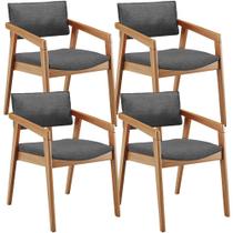Kit 04 Cadeiras Para Sala de Jantar Estar Living Giorgia B04 Linho Cinza Escuro - Lyam Decor Kit 04 Cadeiras Para Sala de Jantar Estar Living Giorgia B04 Linho Cinza Escuro - Lyam Decor