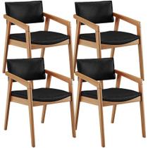 Kit 04 Cadeiras Para Sala de Jantar Estar Living Giorgia B04 Tecido Sintético Preto Brilho - Lyam Decor
