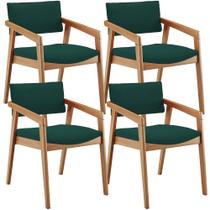 Kit 04 Cadeiras Para Sala de Jantar Estar Living Giorgia L02 Bouclê Verde - Lyam Decor