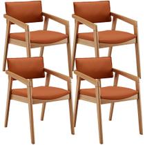 Kit 04 Cadeiras Para Sala de Jantar Estar Living Giorgia L02 Tecido Terracota - Lyam Decor