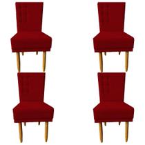 Kit 04 Cadeiras Para Sala de Jantar Lia Pés Palito Suede Vermelho - D'Classe Decor