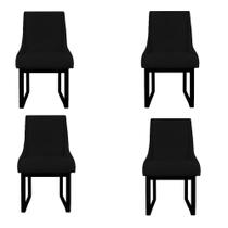Kit 04 Cadeiras para sala de jantar Lizz Base de Ferro Veludo Preto - D'Classe Decor