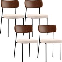 Kit 04 Cadeiras Para Sala De Jantar Melina L02 Sintético Marrom Suede Bege - Lyam Decor Kit 04 Cadeiras Para Sala De Jantar Melina L02 Sintético Marrom Suede Bege - Lyam Decor