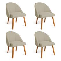 Kit 04 Cadeiras Poltrona de Jantar Luna Suede Pés Palito Castanho - Pallazio