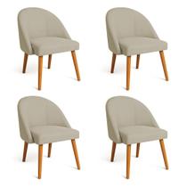 Kit 04 Cadeiras Poltrona de Jantar Luna Suede Pés Palito Castanho - Pallazio