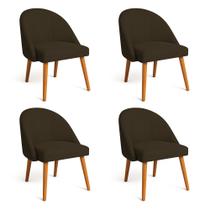 Kit 04 Cadeiras Poltrona de Jantar Luna Suede Pés Palito Castanho - Pallazio Kit 04 Cadeiras Poltrona de Jantar Luna Suede Pés Palito Castanho - Pallazio