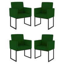 Kit 04 Cadeiras Poltrona Decorativa para Sala Quarto Preto