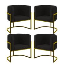 Kit 04 Cadeiras Poltrona Lua Gold para Sala Quarto Balaqui