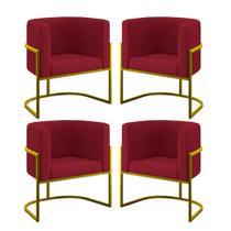 Kit 04 Cadeiras Poltrona Lua Gold para Sala Quarto Balaqui