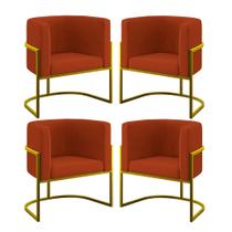 Kit 04 Cadeiras Poltrona Lua Gold para Sala Quarto Balaqui