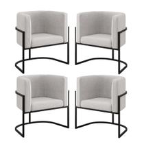 Kit 04 Cadeiras Poltrona Lua Preto para Sala Quarto Balaqui