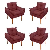 Kit 04 Cadeiras Poltronas de Luxo Opala Sala, Quarto