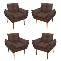 Kit 04 Cadeiras Poltronas de Luxo Opala Sala, Quarto