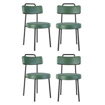 Kit 04 Cadeiras Sala de Jantar Kobe Estofada com Encosto material sintético Verde - Abmaza