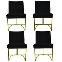 Kit 04 Cadeiras Toquio Base de Ferro Sued Preto/Corano nozes - D'Classe Decor