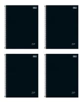 kit 04 Cadernos Preto 1 Matéria Zip Capa Dura 80 Folhas - Tilibra