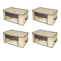 Kit 04 Caixa Organizadora Em Tnt Com Visor 45 X 45 X 20Cm