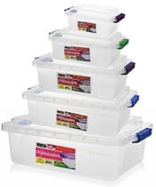 Kit 04 Caixas Organizadoras Com Travas De 1,5/2,5/5/10 L