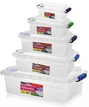 Kit 04 Caixas Organizadoras Com Travas De 1,5/2,5/5/10 L