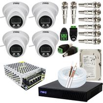 Kit 04 câmera twg dome 4x1 + kit instalação