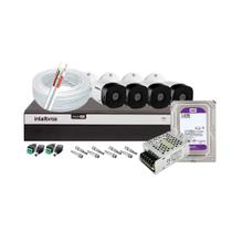 Kit 04 Câmeras Infra Mult-HD 1220B VHD + DVR com 04 Canais + HD WD Purple 1TB + Acessórios