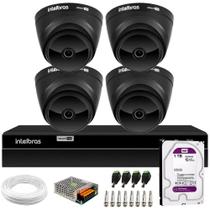 Kit 04 Câmeras Intelbras VHD 1220 D G7 Black Full HD 1080p Visão Noturna 20m + DVR MHDX 1204 4 Canais + HD 1TB Purple