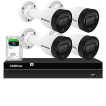 Kit 04 Câmeras Intelbras VIP IP 1220 B Full Color G4 Bullet Visão Noturna 20m + Gravador Digital de Vídeo NVR NVD 1404 4 Canais + HD 2TB SkyHawk