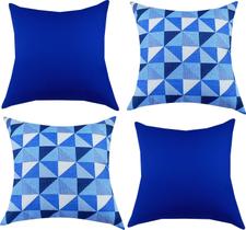 Kit 04 Capa De Almofadas 45x45 Geométrico Azul Kit 04 Capa De Almofadas 45x45 Geométrico Azul