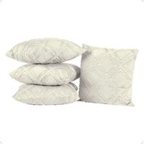 Kit 04 Capas Almofada Anevely 45x45cm Cor Off White Micro Percal 300 Fios Neutra
