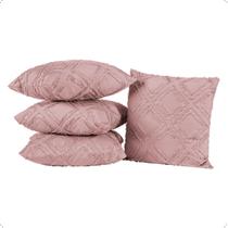 Kit 04 Capas Almofada Anevely 45x45cm Cor Rose Micro Percal 300 Fios Sofá Neutra