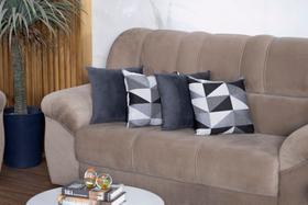 Kit 04 Capas de Almofada Mesclada Suede / Jacquard Com Zíper Desenho Geométrico