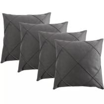 Kit 04 Capas de Almofada Suede Drapeada 45cmx45cm Decorativas Sala Quarto Sofá