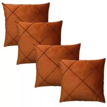 Kit 04 Capas de Almofada Suede Drapeada 45cmx45cm Decorativas Sala Quarto Sofá