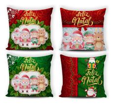 Kit 04 Capas De Almofadas Decorativas 43x43cm De Natal Coral