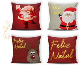 Kit 04 Capas de Almofadas Decorativas 43x43Cm de Natal