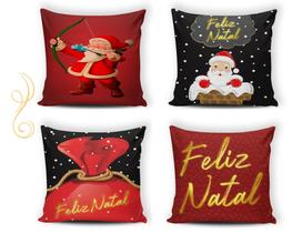 Kit 04 Capas de Almofadas Decorativas 43x43Cm de Natal