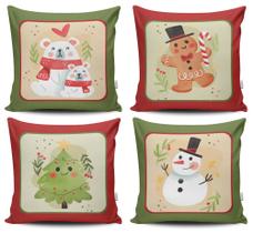 kIt 04 Capas de Almofadas Decorativas de Natal Papai Noel Boneco Biscoitos Natalinos - Pascogran Store Enxoval e Decoração