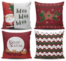 kit 04 Capas de Almofadas Decorativas de Natal Papai Noel - Pascogran Store Enxoval