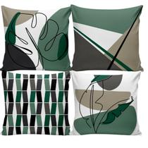 Kit 04 Capas de Almofadas Decorativas Estampadas Para Sofá Sala Cores Diversas