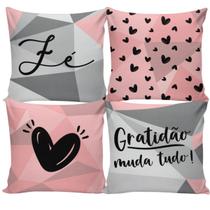 Kit 04 Capas Para Almofadas De Sofá Decoração Geométrica Pop