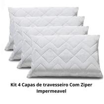 Kit 04 Capas Para Travesseiro Impermeavel Matelado Com Zíper