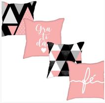 Kit 04 Capas Silkadas Estampas 45x45 Decoração